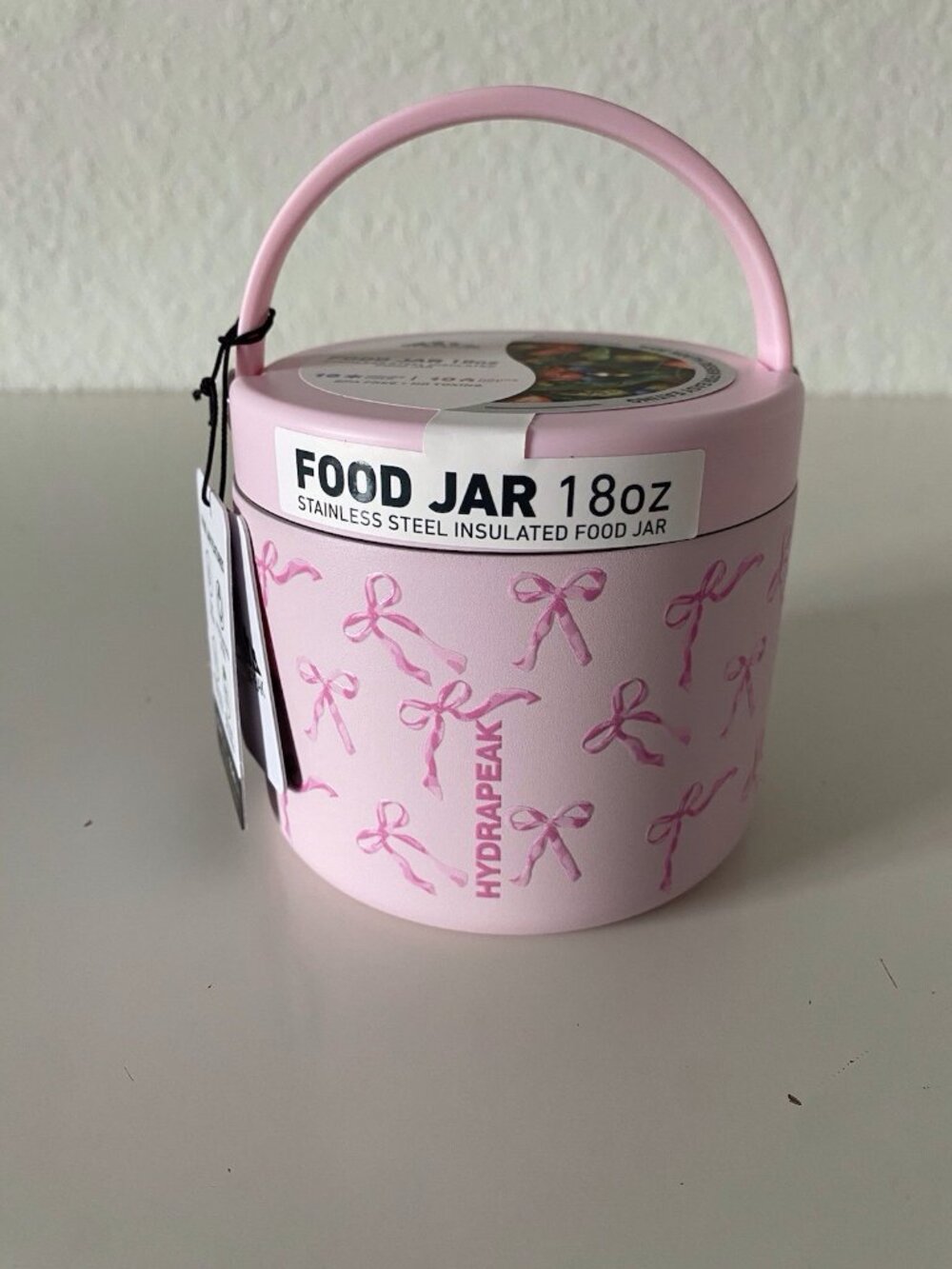 Hydrapeak Insulated Food Jar 18 Oz Pink Bows Coquette Stainless Steel BPA Free